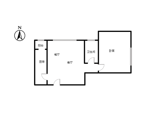 翡翠滨江1室2厅1卫户型图