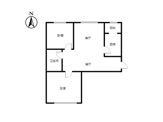 翡翠滨江2室2厅1卫户型图