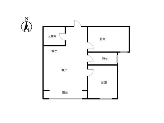 翡翠滨江2室2厅1卫户型图