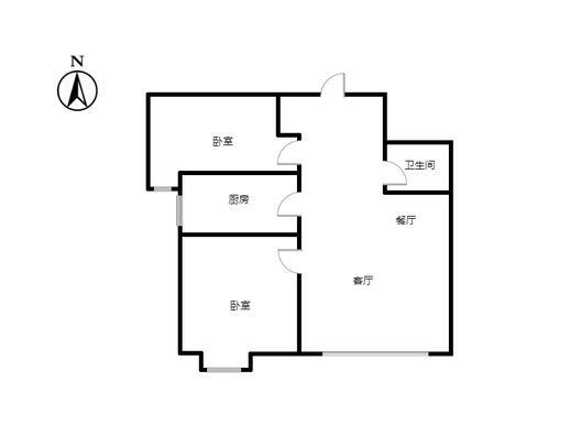 翡翠滨江2室2厅1卫户型图