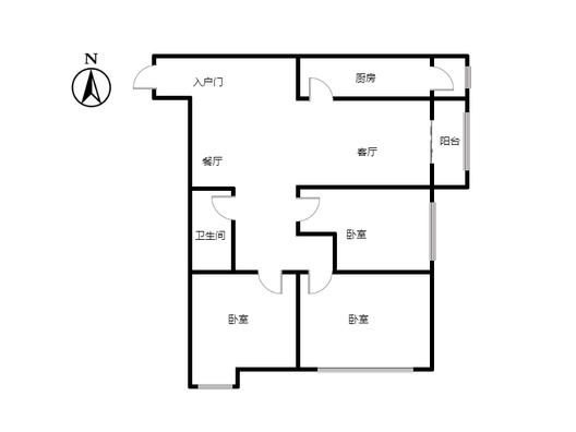 名流家和3室2厅1卫户型图