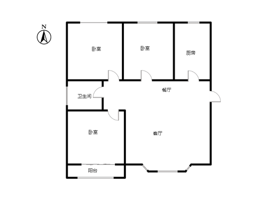 名流枫景洋房3室2厅1卫户型图
