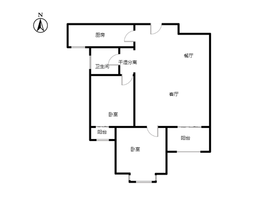 名流一品2室2厅1卫户型图