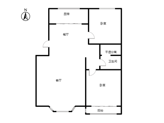 名流枫景洋房2室2厅1卫户型图