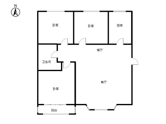 名流枫景洋房3室2厅1卫户型图