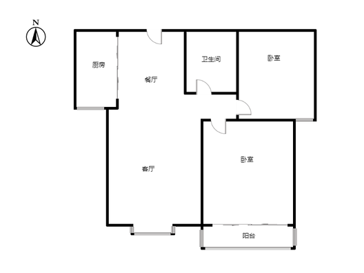 水岸花城2室2厅1卫户型图