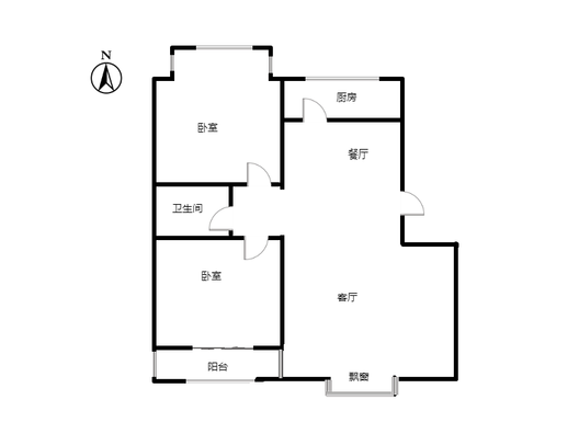 名流枫景洋房2室2厅1卫户型图