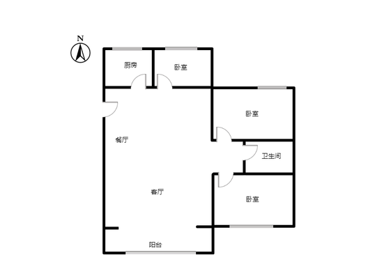 新加坡花园3室2厅1卫户型图
