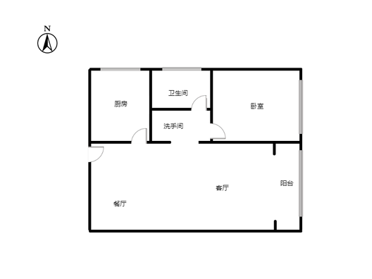 新加坡花园1室2厅1卫户型图