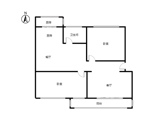鹏润四季花园2室2厅1卫户型图