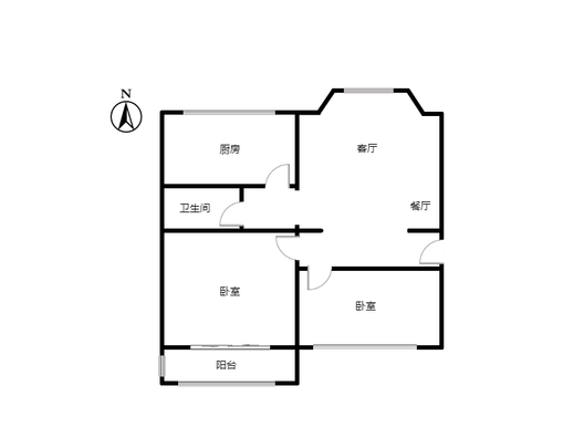 鹏润四季花园2室2厅1卫户型图