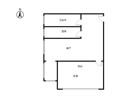 新加坡花园1室1厅1卫户型图