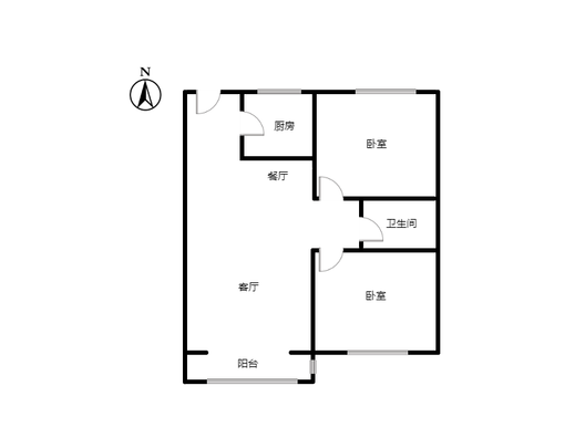 新加坡花园2室2厅1卫户型图