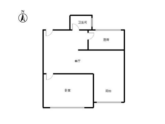 新加坡花园1室1厅1卫户型图