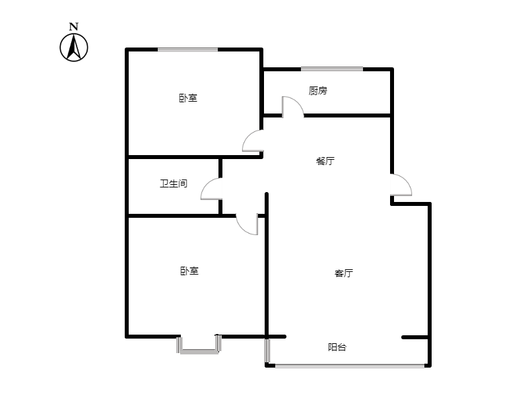 翡翠城（涿郡东区）2室2厅1卫户型图