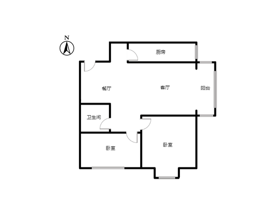 新加坡花园2室2厅1卫户型图