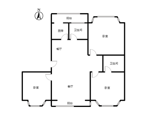 鹏润四季花园3室2厅1卫户型图