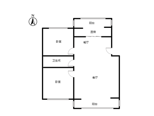 鹏润四季花园2室2厅1卫户型图