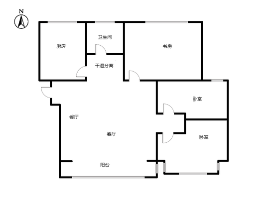 平安D区3室2厅1卫户型图