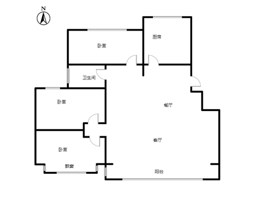 平安D区3室2厅1卫户型图