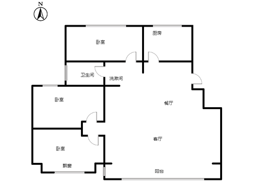 平安D区3室2厅1卫户型图
