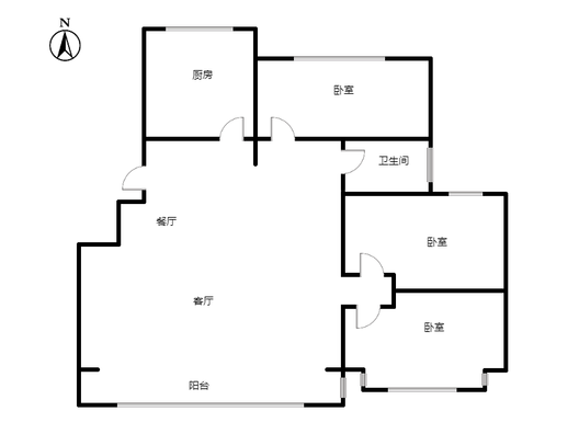平安D区3室2厅1卫户型图