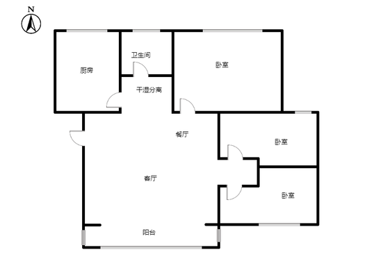 平安D区3室2厅1卫户型图