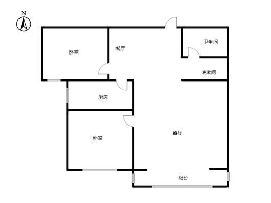 平安D区2室2厅1卫户型图