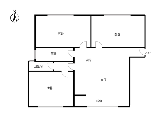 鸿坤理想尔湾3室2厅1卫户型图