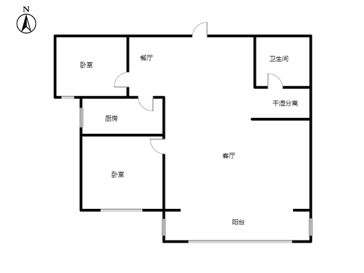 平安D区2室2厅1卫户型图