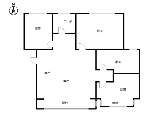 平安D区3室2厅1卫户型图