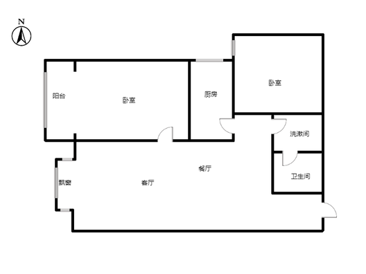 公园壹号2室2厅1卫户型图