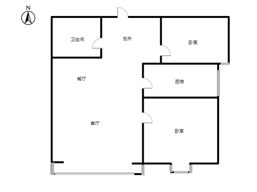 翡翠城（涿郡东区）2室2厅1卫户型图