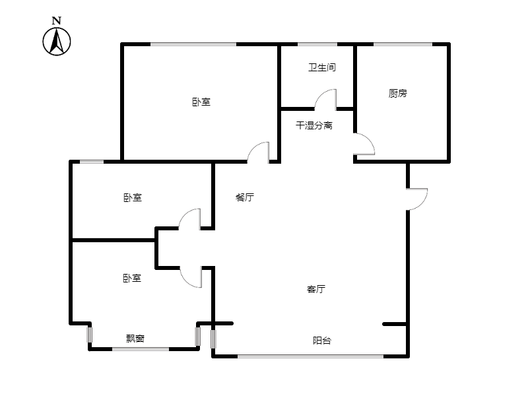 平安D区3室2厅1卫户型图