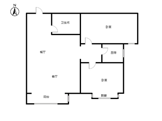 公园壹号2室2厅1卫户型图