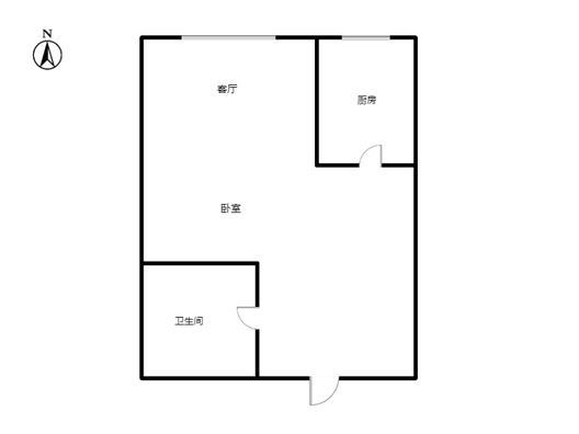 鸿坤新维港1室1厅1卫户型图