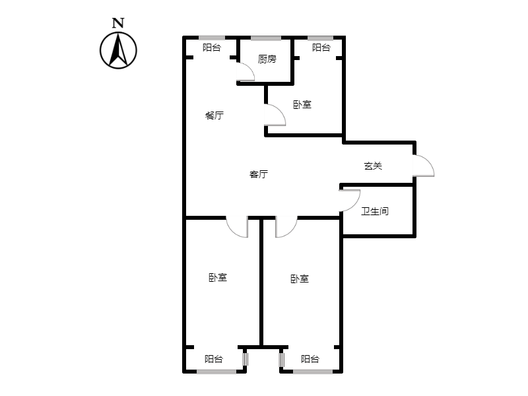 汇元尚品3室2厅1卫户型图