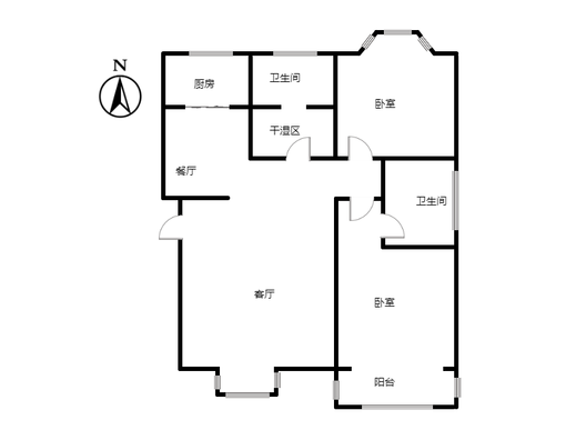 汇元时代2室2厅2卫户型图