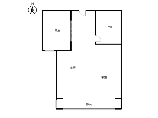 华阳风景小区1室1厅1卫户型图