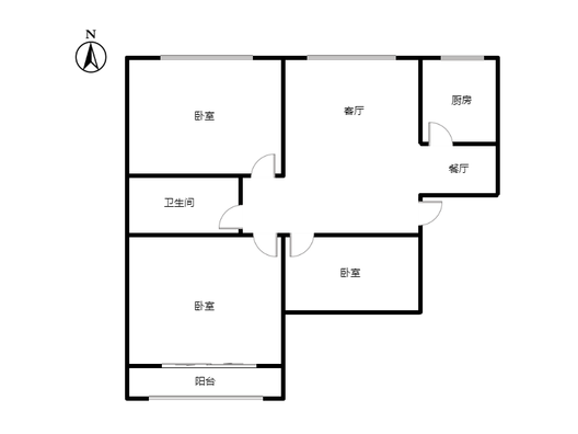 华阳风景小区3室2厅1卫户型图