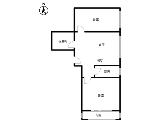 华阳风景小区2室2厅1卫户型图