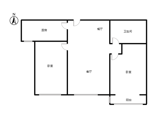 华阳风景小区2室2厅1卫户型图