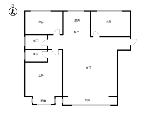 惠友万悦城3室2厅2卫户型图