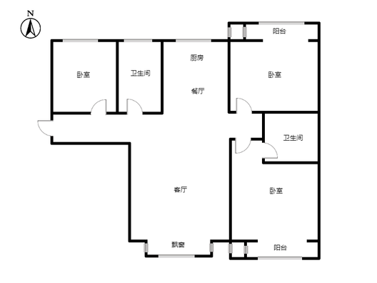 惠友万悦城3室2厅2卫户型图