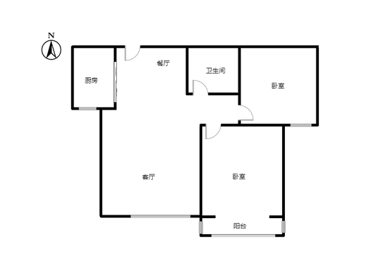 华阳风景小区2室2厅1卫户型图