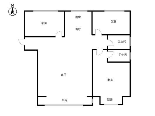 惠友万悦城3室2厅2卫户型图