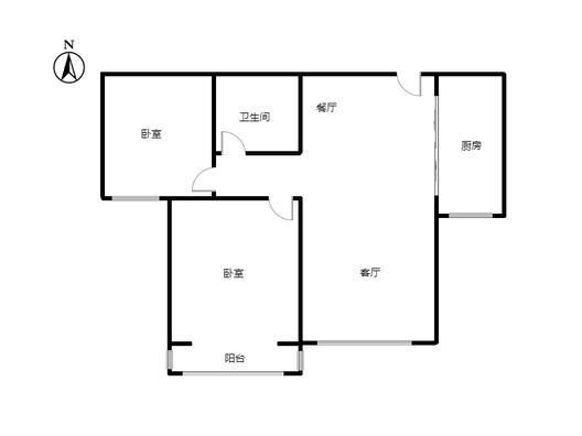 华阳风景小区2室2厅1卫户型图