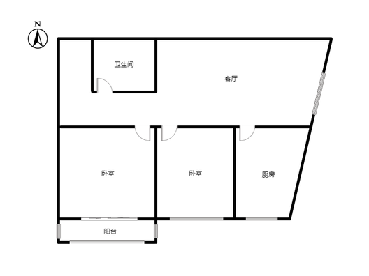 华阳风景小区2室1厅1卫户型图