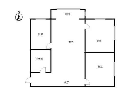鸿盛凯旋门2室2厅1卫户型图