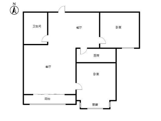 惠友康庭二期2室2厅1卫户型图